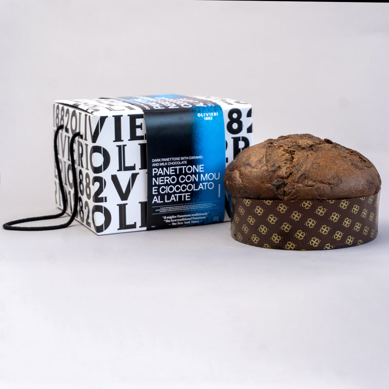 Dark Panettone with Caramel and Milk Chocolate