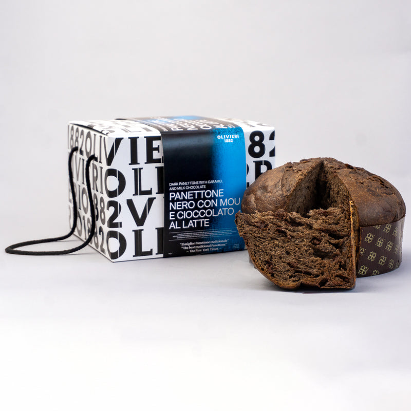 Dark Panettone with Caramel and Milk Chocolate