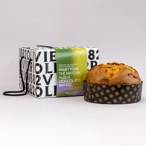 Matcha tea, yuzu, and white chocolate panettone