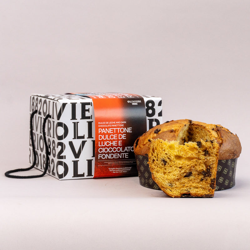 Mango and dark chocolate Mayan red panettone