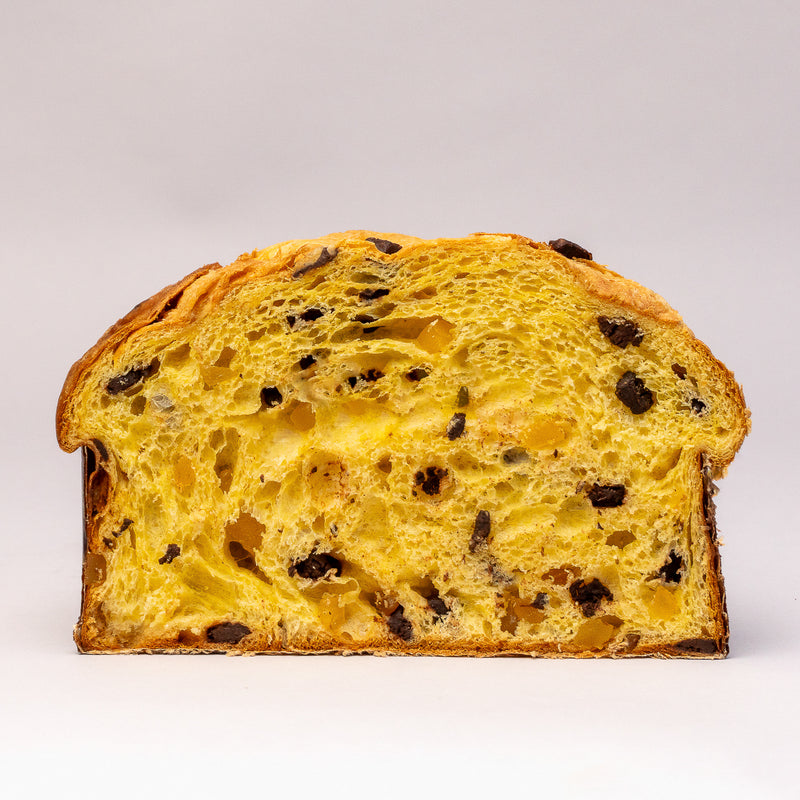 Mango and dark chocolate Mayan red panettone