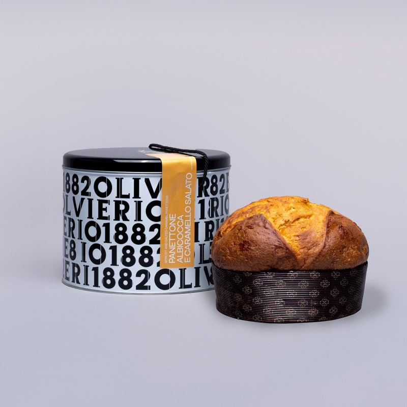 Apricot and Salted Caramel Panettone with tin